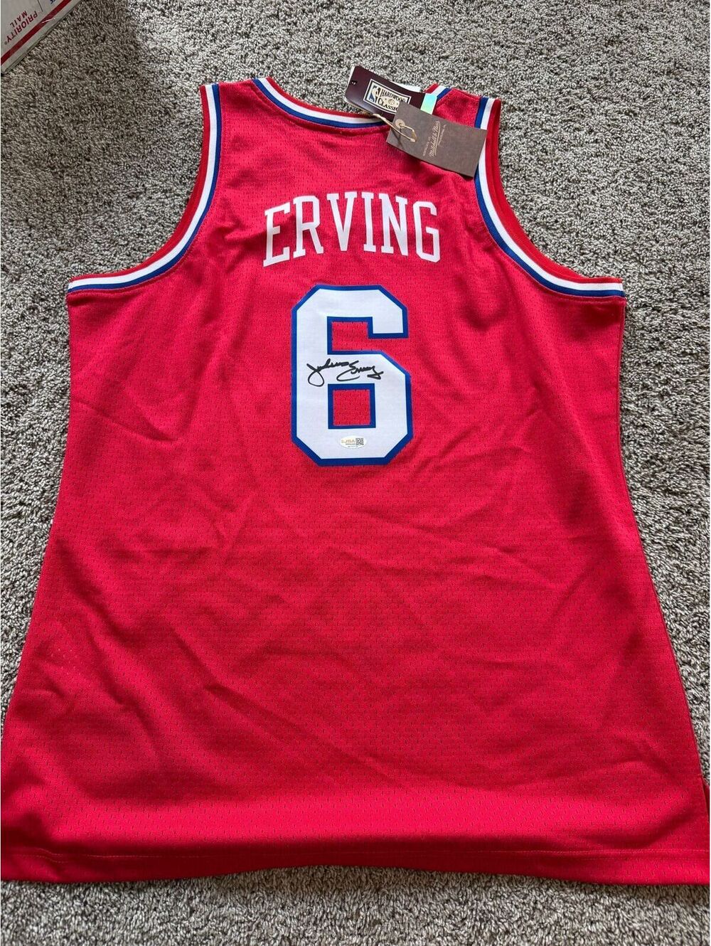 Dr J. Julius Erving authentic Mitchell & Ness signed jersey